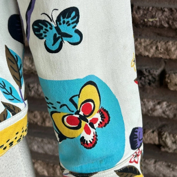 St. John Sport Colorful Butterfly Floral Trucker Denim Jacket READ - Picture 4 of 14